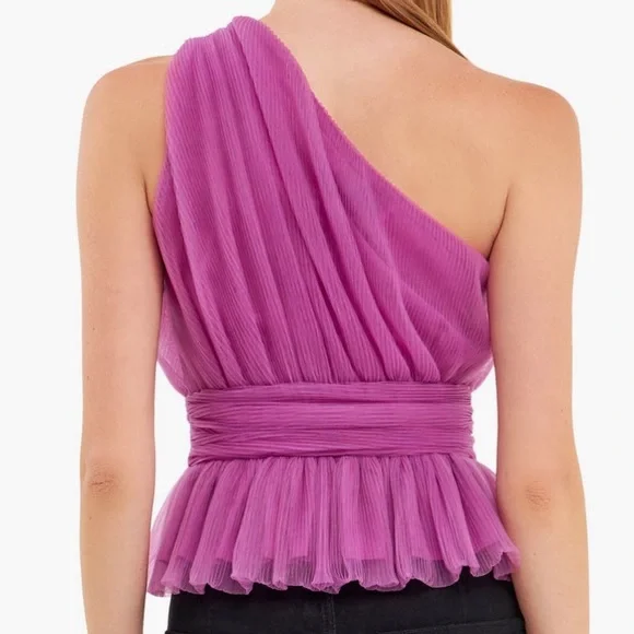 Endless Rose One Shoulder Textured Tulle Top - Picture 2 of 15